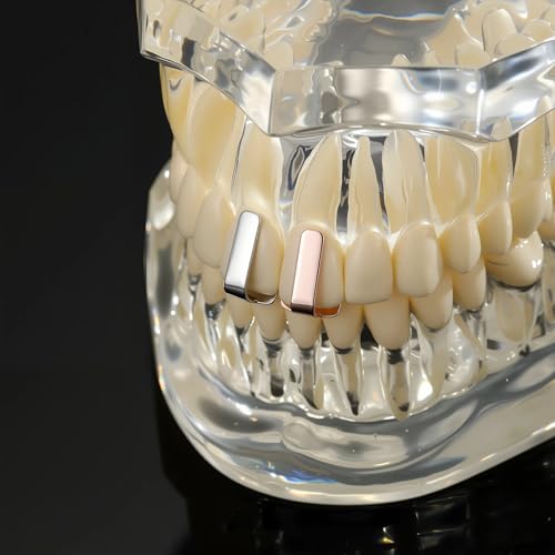Grillz Hip Hop para Dientes con Baño de Oro 14K 2 Piezas miniatura 2