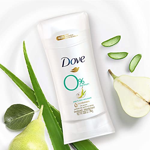 Image of Dove Aluminum Free Deodorant Stick Non irritating for Underarm Care Pear Aloe Vera Kindest, Fresh, 2.6 Oz