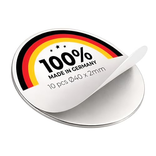 20 Metallscheiben selbstklebend SILBER ohne Loch - Stahl (DC01) verzinkt - Ø40 x 2mm...