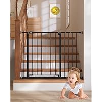 InnoTruth 29.5–40.75\" Baby Gate for Stairs, 30\" Tall Dog Gates for Doorways & Hallways, Safety Gate for Kids & Pets, Pressure-Mounted Walk-Through with Dual Lock & 2-Way Swing, Black