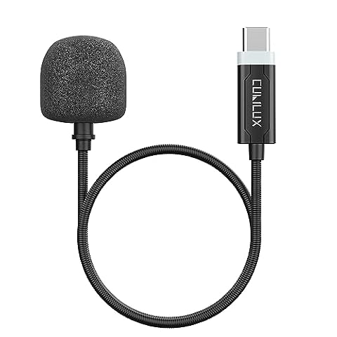 Mikrofon Cubilux USB C na gęsiej szyi, mikrofon Type C do MacBook Pro/Air, iPhone 17/16/15, iPad Pro/Air, Galaxy S25/S24/S23, Tab S11/S10/S9, Pixel 10/9/8, 30 cm