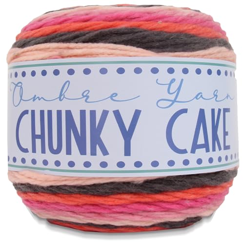 Image of ThreadArt Ombre Yarn - Big Chunky Yarn Cake, 300g - Flamingo Dance 01 | Thick Super Bulky #6 for Knitting & Crochet - Variegated 100% Soft Acrylic Fiber - 316 Yards