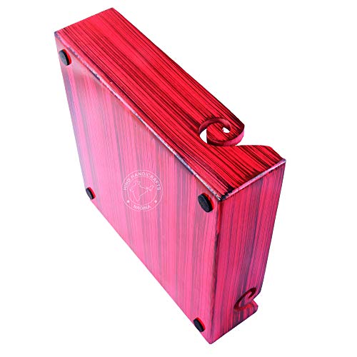 Image of Solid Dark Handmade Crafted Wooden Portable Antique Yarn Storage Bowl Tray - Holder for Knitting Crochet Hook Accessories - Multipurpose Organiser (Teak Red, 10 inch x 10 inch x 2.5 inch)
