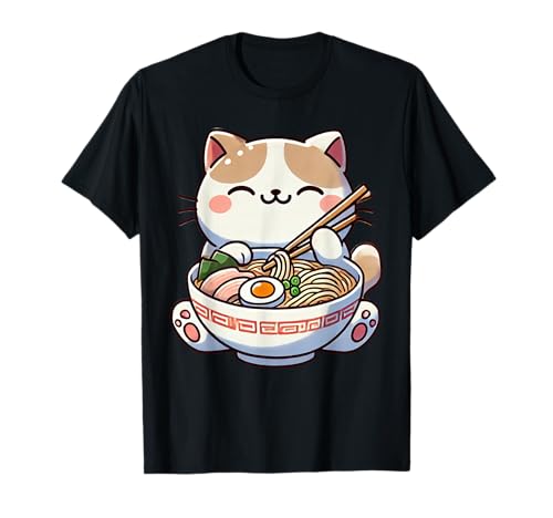 Ramen Cat Lover Gift Co. Kawaii Anime Japanese Kawaii Unisex-Adults & Kids T-Shirt