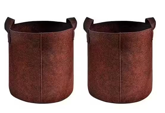 Image of OON Geo Grow Bag for Terrace and Flowers Vegetable Gardening, Premium Geo Fabric 450 GSM Plant Bags, Maroon Color, Eco Friendly Geo Fabric (2, Maroon, 15X15 INCH)