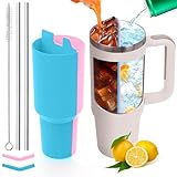 Stanley Cup 2-in-1 Drink Separator Silicone Liner, Compatible with Stanley Cup 40 oz, Stanley Accessory, Reusable Liner for Party, Leisure, Outdoor, Office (Blue/Pink)