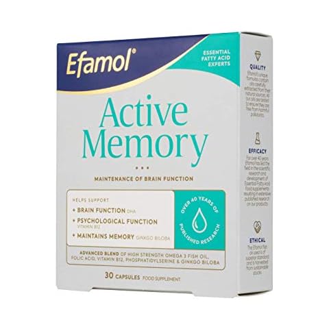 Efamol Active Memory | 30 Capsules | Advanced Nootropic to help Maintain Memory | Omega-3 DHA + EPA plus Ginkgo Biloba, Folic Acid, Vitamin B12 & Phosphatidylserine Cover
