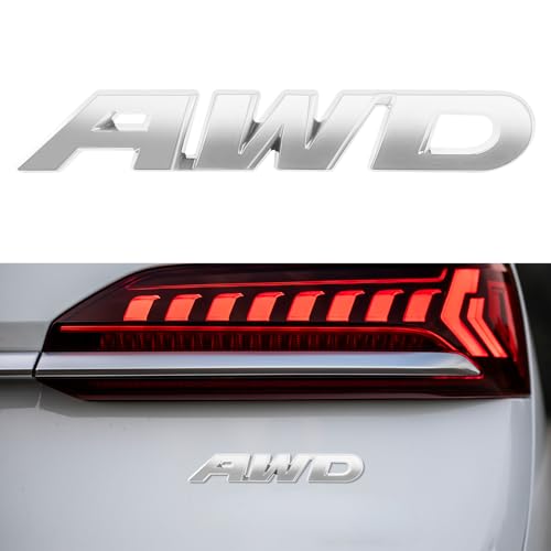 Image of AWD Emblem Sticker, Car Exterior Emblems Badge, 3D Metal Tailgate Side Sticker Badge, Car Decoration Accessories Self Adhesive Logo Emblem Fit for Trunk Tailgate Fender (AWD, Silver)