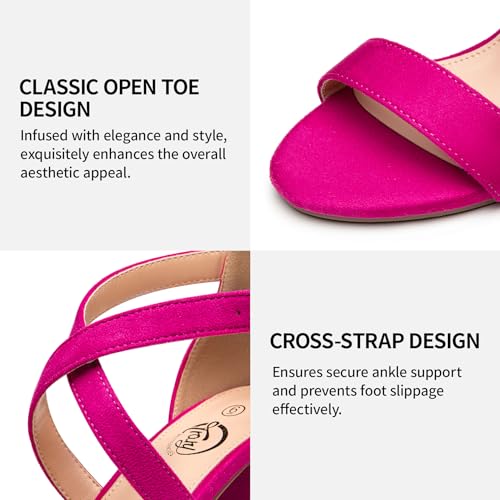 Image of Trary Women's Block Chunky Heel Sandals for Women Open Toe Adjustable Cross Ankle Strap Dress Shoes Walking Wedding Evening Bridal Heels