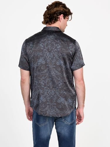 GUESS Men's Short Sleeve Charm Decorative Floral Shirt4
