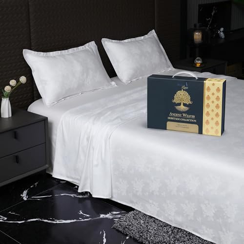 Image of Story@Home 500TC Super Soft Elegant Rose Flower Printed Bedsheet Long Staple Premium Cotton Compact Yarn Super King Size (108 inch x 108 inch) 2 Pc Pillow Cover Size (18 inchx27 inch)- White Roses