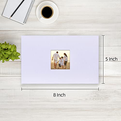 potricher Kleines Fotoalbum, 10 x 15 cm, 100 Fotos, Leineneinband, Bilderbuch für Familie, Hochzeit, Jahrestag, Baby, Urlaub (Weiß… – Ansicht 2