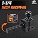 METOWARE 3-in-1 ATV/UTV Trailer Hitch Towing Ball Mount With 2 Inch Ball Rated 3500 LBS, Fits 1 1/4 Inch Receiver With 1/2 Inch Pin & Clip