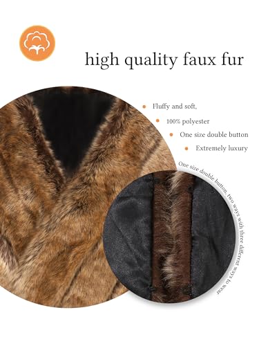 LA CARRIE Women Wedding Faux Fur Long Shawl Bridal Cape Party Stole Winter Scarf Soft Cover Up Shrug Gown Wrap3