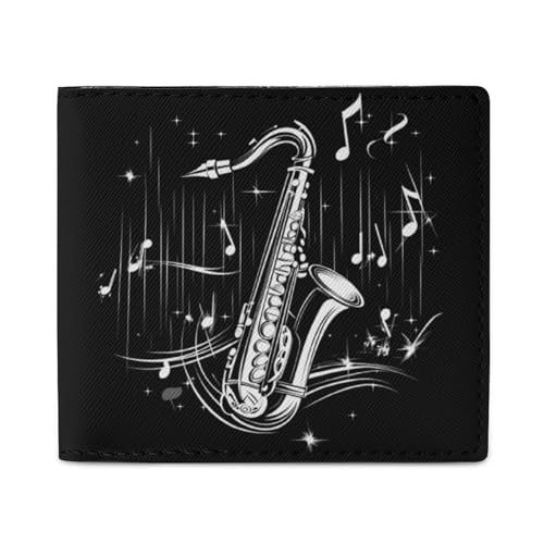 Saxophone Coin Purse PU Leather Bifold Wallet Small Change Purse Pouch Front Pocket Wallets