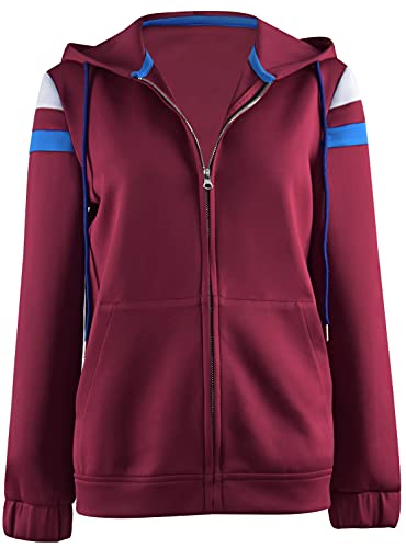 Topcos Womens Wanda Maximoff Jacket Hoodie Cosplay Costume Zip Coat Hooded Scarlet Witch Halloween Tops Jacket (X-Large, Red)