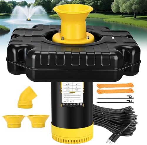 Pond Fountain Aerator, 1HP 110V 750W 15000 GPH Floating Aerating Fountain Pump with 100 FT Power Cord, 2 x 100 FT Traction Rope, Powerful Lake Pond Aerator for Larger Ponds, Lakes by Burnvale - Used condition - US$87.77
