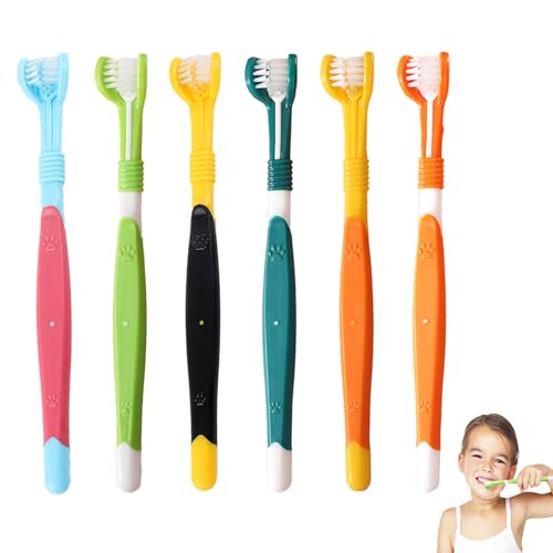 6Pcs Suitable for 3 Sided Toothbrush Kids and Adult, Autism Toothbrush, Kids Toothbrushes 6-12, Soft Teeth Brush for Adults, Ergonomic Handle Efficient Oral Care with 3 Bristle Design
