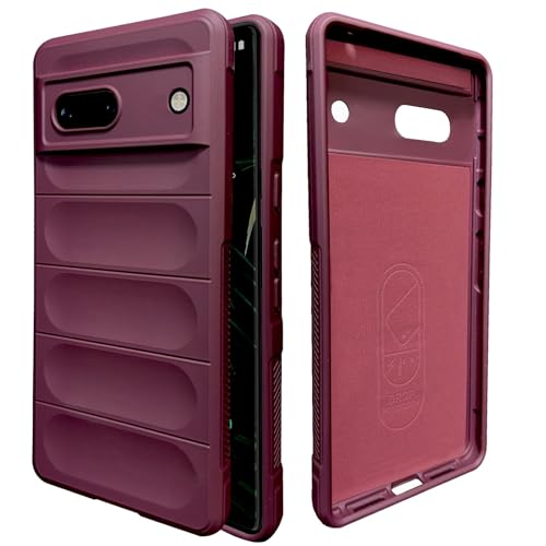 Image of A rtistque Back Cover Case for Google Pixel 6A | with Inner Fabric | Stylish AirBag Case | Liquid Stripe Silicone | Camera Protection | Anti Slip Grip | Pixel 6A Back Cover - Maroon