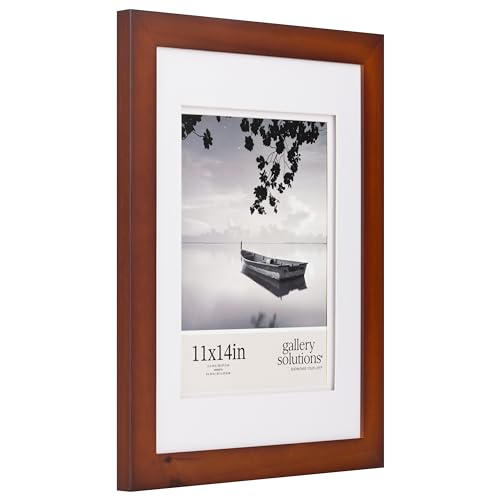 Gallery Solutions - 11"x14" Flat Cherry Frame - Rectangular Wall Mount - For 8"x10" Pictures - Premium Cherry Wood with Double White Mat - Versatile-Elegant For Home or Office Décor - Traditional Photo Frame - Thumbnail 3