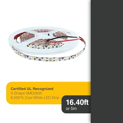Image of LED Lighting 24V 16.4ft UL Listed Cool White 2835 SMD Zig-Zag LED Strip Lights Dimmable 660lm /m 6.2W /m 300 LEDs 60 LEDs /m IP33 Non-Waterproof. S Shape Angle Turning Capable (Cool White)