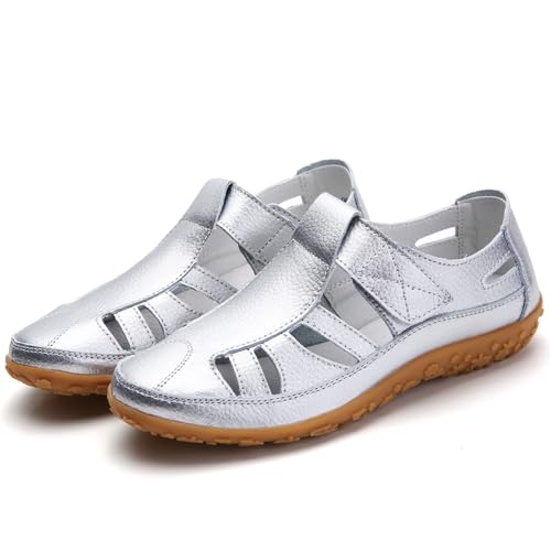 Womens Fashion Summer Boho Flat Non Slip Sandals Closed Toe Ankle Strap Beach Casual Shoes Boho Strappy Gladiator Sandals