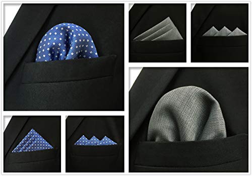 S&W SHLAX&WING Conjunto de 5 peças sortidas de lenços de bolso de seda masculina quadrados com 37