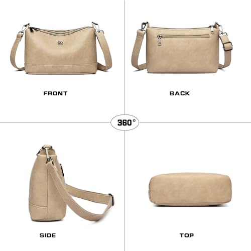 Image of Eslcorri Lightweight Nylon Crossbody Bag for Women, 3 Pocket Casual Shoulder Purse with Adjustable Strap for Travel Daily Use | Well-organized