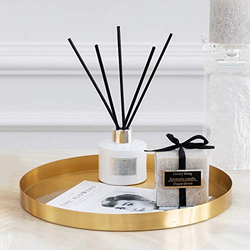 Miniatura 4 de Bandejas Metal Doradas Decorativa Para Platos Organizador Redondo De Acero Inoxidable Para Joyas Y Maquillaje Cosméticos 32 Cm