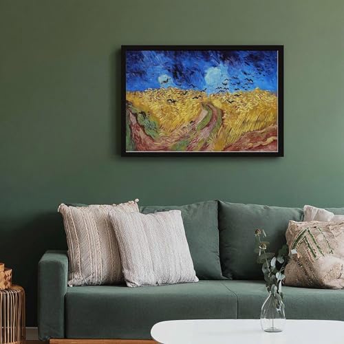Toile tendue Champ de blé avec corbeaux Van Gogh émotion d'art