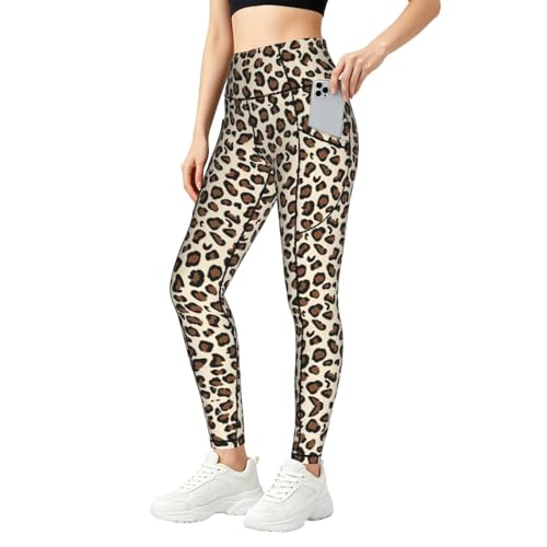Leggings de leopardo para mujer con bolsillos y conjunto deportivo para gimnasio