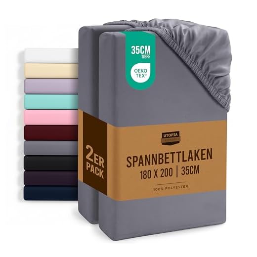 Amazon Basics Einzelnes Mikrofaser-Spannbettlaken - Dunkelgrau, Super Kingsize-Bettgröße (180 x 200 x 30 cm), Leicht, Weich und Knitterfrei 2 Utopia Bedding - 2er Set Spannbettlaken 180x200cm - Grau - Gebürstete Mikrofaser Spannbetttuch - 35 cm Tiefe Tasche