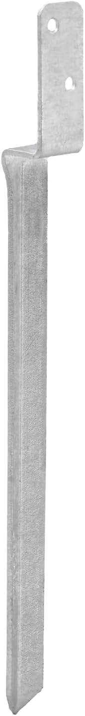 TRIBECCO Douille de sol à enfoncer en forme de L pour poteaux en bois carrés. Dimensions : 40 x 530 mm. Support de poteau en L à enfoncer dans le sol. Chaussure de support universelle en L en acier