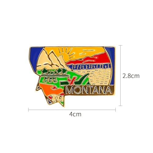 Image of State Shaped Map Lapel Metal Pin Enamel Brooch Keepsake Beautifully Designed for Backpack Hat