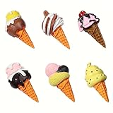 6 Pcs Ice Cream Refrigerator Magnet, Ice Cream Refrigerator Magnetic Sticker 3D Resin Ice Cream Refrigerator Magnets Decorative Fridge Magnets for Kitchen Home Decoration Office Whiteboard (6)