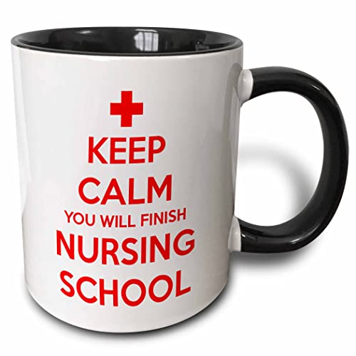3dRose Keep Calm You Will Finish Nursing School 11oz Two-Tone Black Mug
