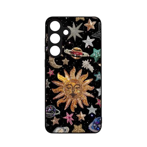qizjio Vintage Celestial Mosaic Phone Case Shockproof Protective Charm Astrology Night Sky Phone Cover for Samsung Galaxy A35