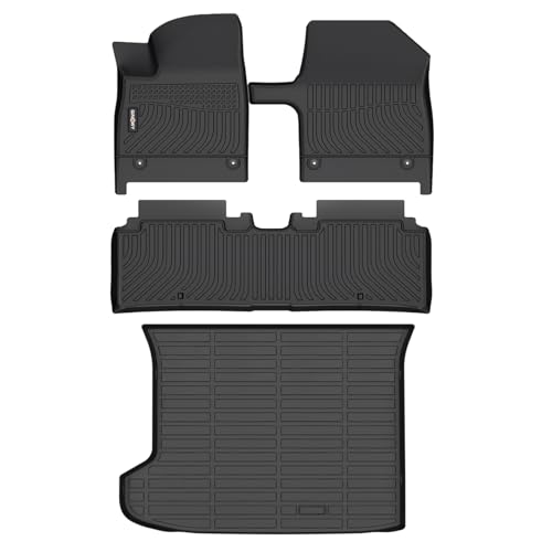 GINOWY- Floor Mats Cargo Liner Full Set for Kia EV6 2022-2024, TPE All Weather Protection Car Mats EV6 2024, Custom for EV6 Floor Liners, Anti-Slip Trunk Mat EV6 Accessories