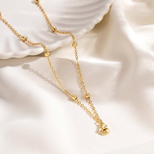 Image of DEARMAY Gold Ankle Bracelets for Women Waterproof, Non Tarnish 14K Gold Plated Beaded Link Chain Anklets, Layered Summer Beach Jewelry Gifts, Dainty Bikini Outfits for Vacation