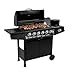 Amig - Barbecue a gas Fireplus 6+1 da 12,9 kW | Acciaio inossidabile Nero | Griglia ruote Modello GRILL-6F | Barbecue XXL con carrello e termometro | 138x52x103 cm | 7 bruciatori e Vassoio laterale immagine