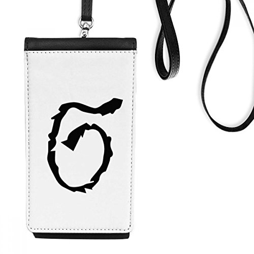 Faux smartphone bourse en cuir suspendu alphabet grec Sigma noir