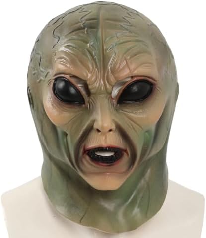 Realistic Alien Mask,Full Head Alien Head Mask,Funny Green Monster Headgear