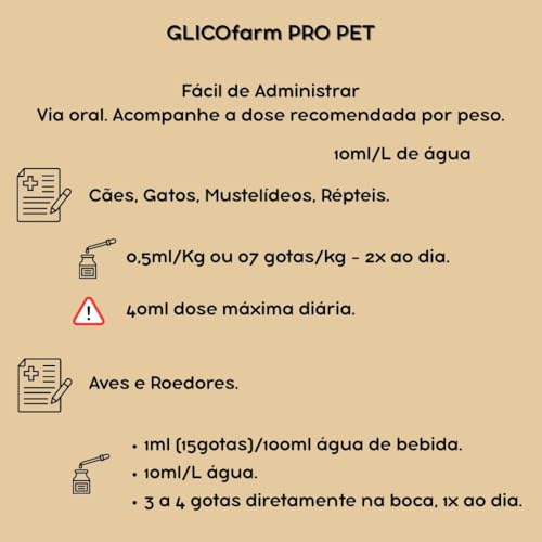 GLICOFarm PRO PET Suplemento Vitamínico Mineral e Aminoácido Cão Gato Nutrição Saúde Energia Imunida