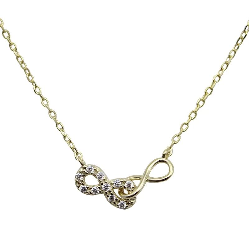 LBRTMED 925 Sterling Silver Pavé Crystal Infinity Figura Ocho Collar para Mujeres Accesorios de joyería de Boda