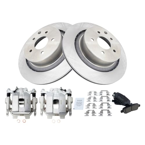 Image of TRQ Rear Brake Pad and Rotor Set Ceramic Rotors Calipers