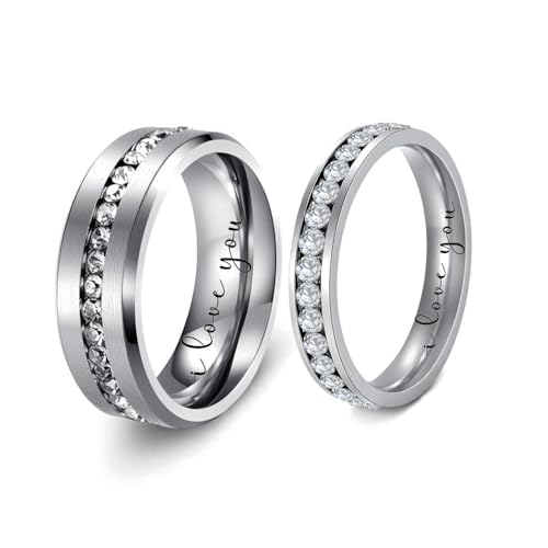 AluoWang Custom Couple Promise Rings Set for Him Her (Mens, Size 9)
