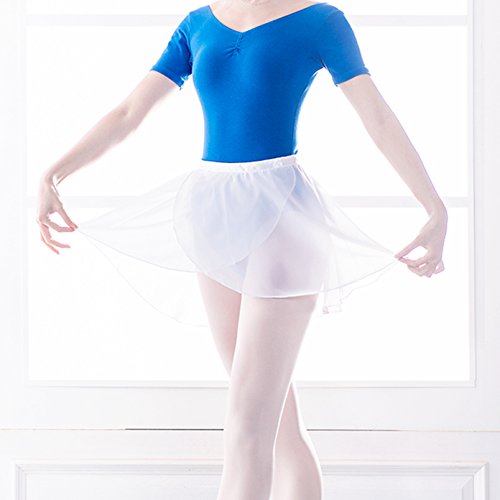 Wuchieal Lady's Sheer Wrap Skirt Ballet Skirt Ballet Dance Dancewear (White, One Size)