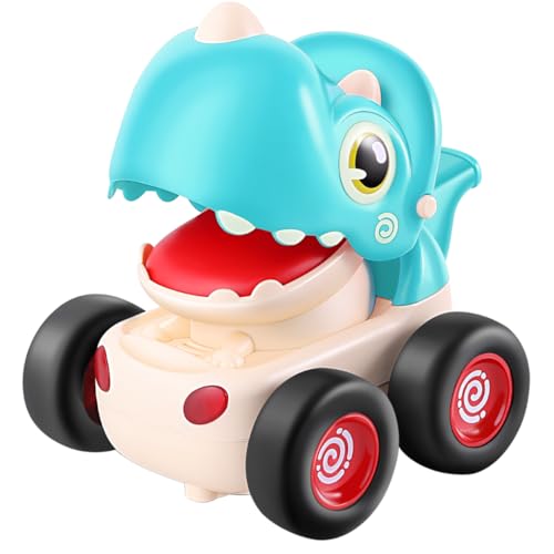 Image of Storio Dinosaur Car Toys for Toddlers 1-3 Years - Blue | Baby Dino Press & Go Whistle Cars | Friction Powered Push Toy Vehicles for Kids | Fun Infant Racing Toy | Birthday Gift for Boys & Girls