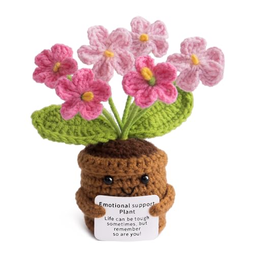 MS ZHENQIAO Handmade Positive Flower Crochet - Life is Tough But So are You - Inspirational Gift for Women - Thank You Appreciation Birthday Gift for Teacher Mom Friend Coworker - Knitted Decor