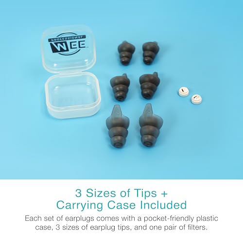 Image of MEE audio Universal High Fidelity 25db Flat Response Filtered Earplugs (Includes 3 Sizes - S /M /L, Gray)